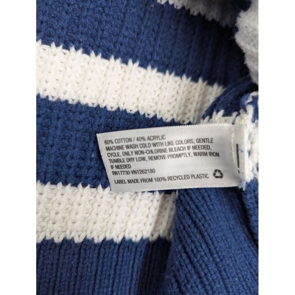 a new day women's medium blue white striped v neck sweater knit, warm winter A3 - Picture 3 of 7